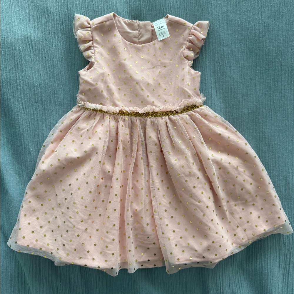 🛎️ Clearance Carter’s Baby Girls Pink&Gold Dress Size 12 Months